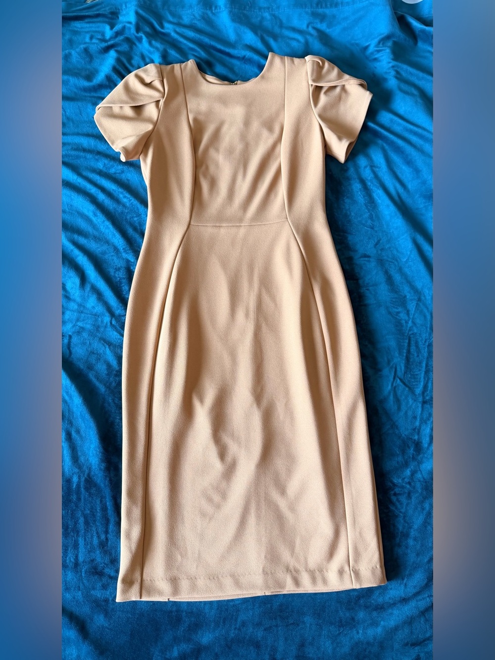 Calvin Klein Light Mocha Puff-Sleeve Sheath Dress